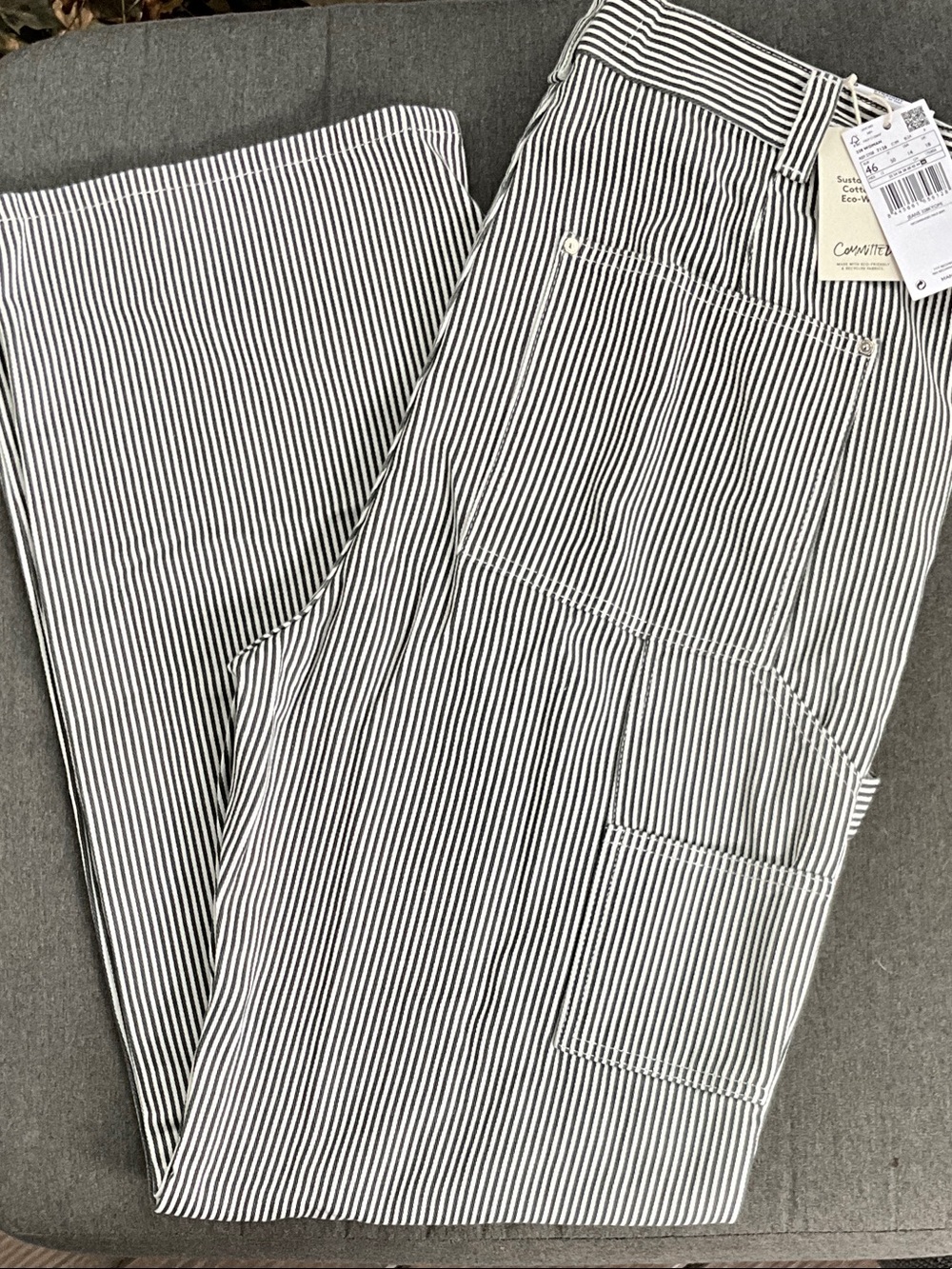 Mango Black & White Striped Wide-Leg Jumpsuit Pants